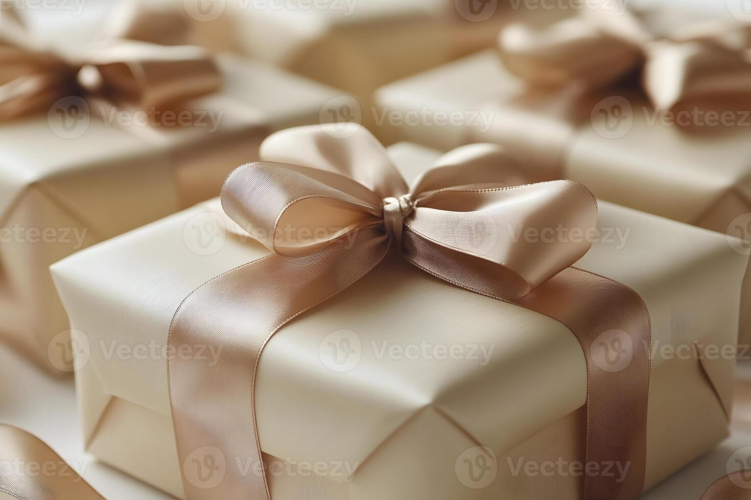 Elegant Gift Boxes with Golden Satin Ribbons for Special Occasions photo