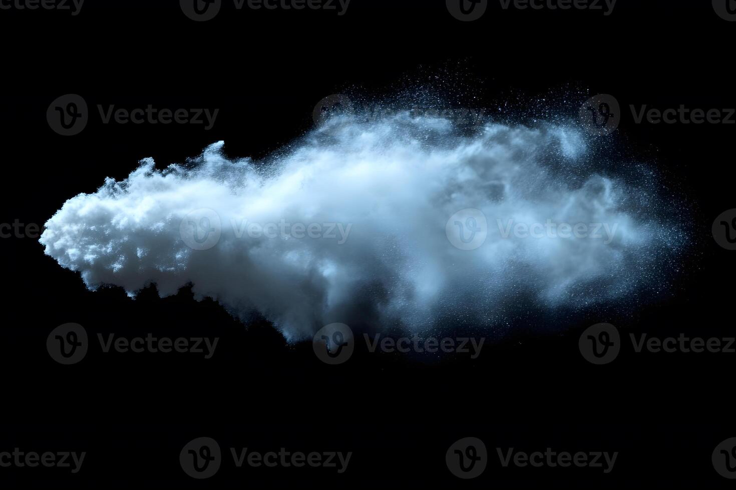 Dynamic Blue Cloud of Smoke on Black Background for Abstract Design Concepts photo