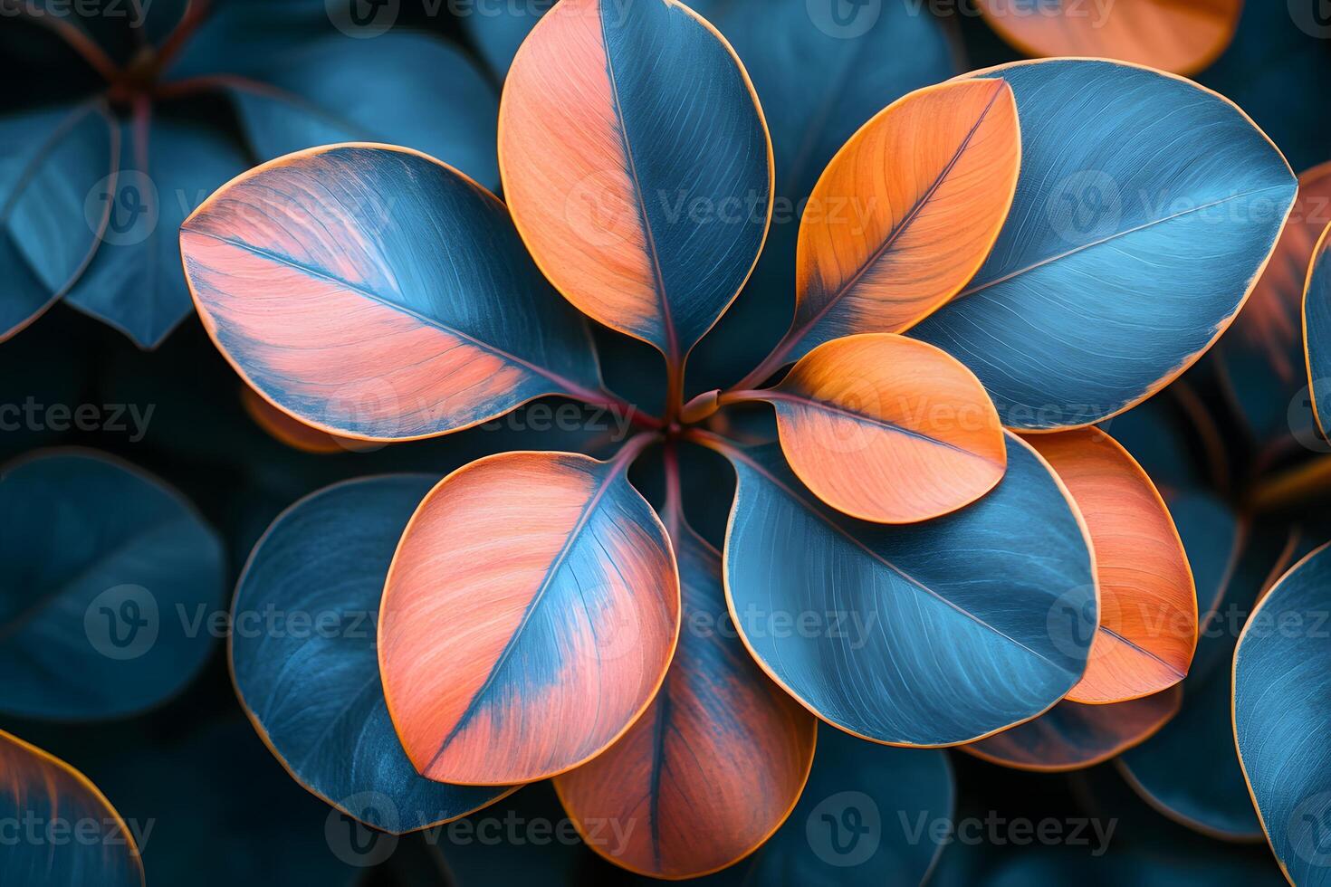 Vibrant Foliage in Dual-Tone Abstract, Nature Art for Print or Design photo