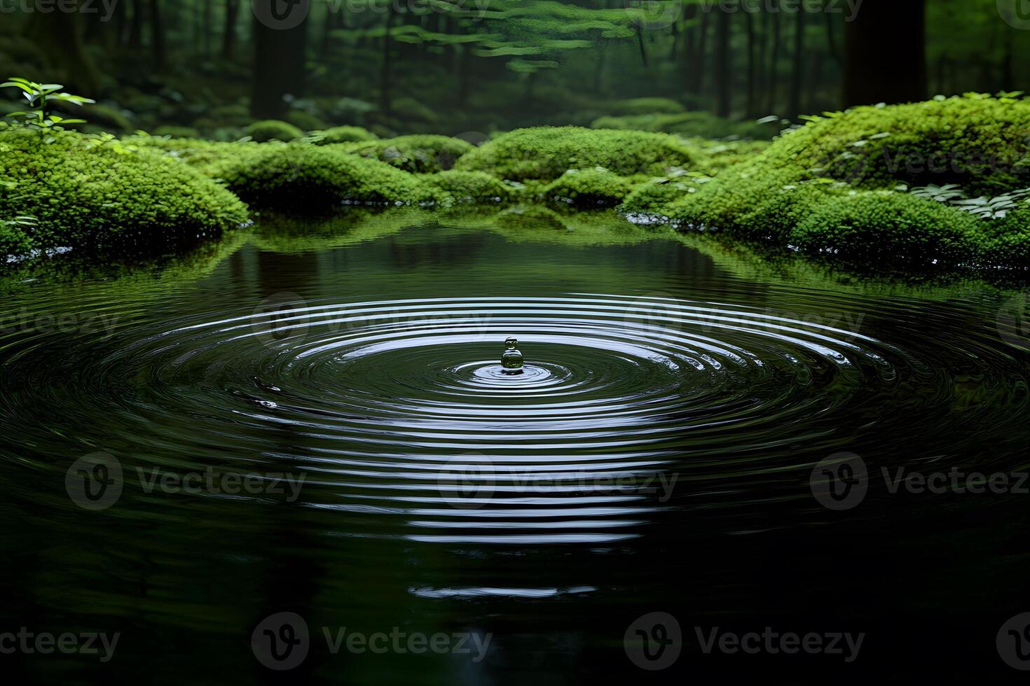 Serenity of Nature Tranquil Forest Pond with Rippled Water for Meditation and Relaxation photo