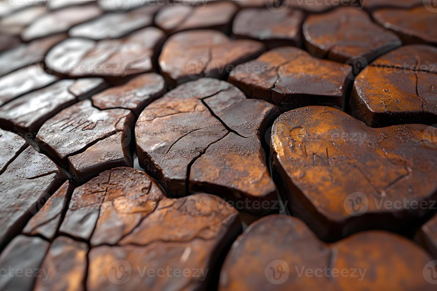 Rustic Heart-Shaped Stones with Weathered Texture for Rustic Decor and Design photo