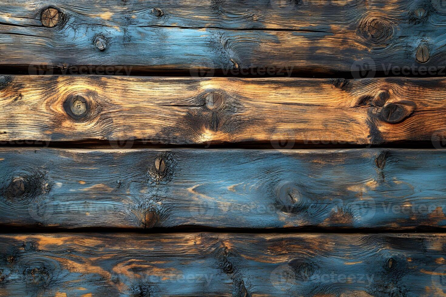 Rustic Wooden Planks with Weathered Blue and Brown Textures for Background or Design photo