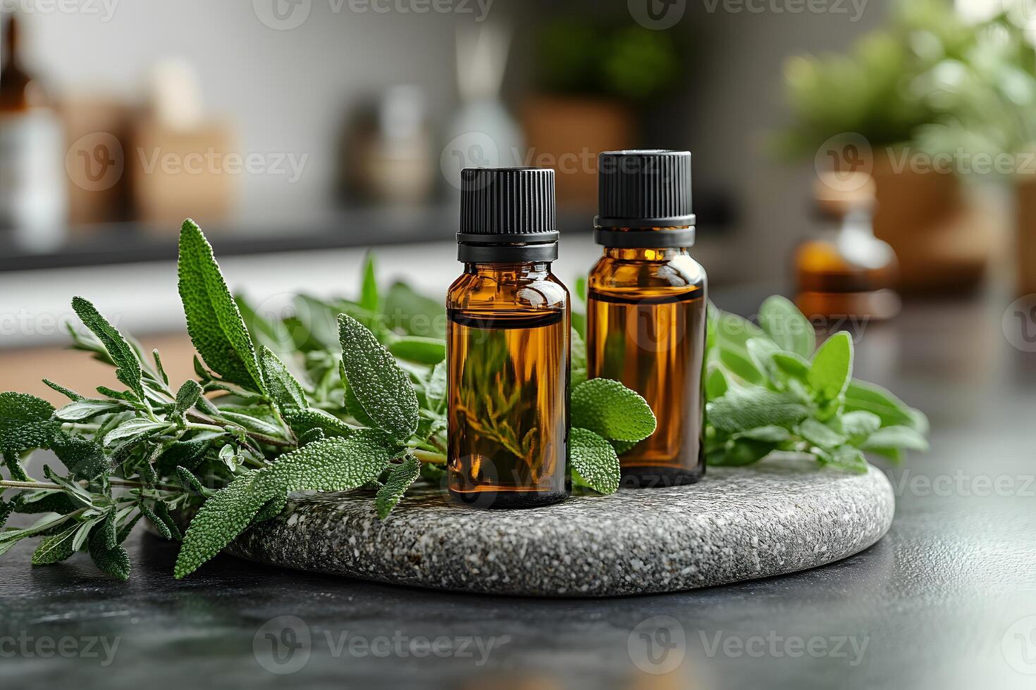 Aromatherapy and Wellness Essential Oils with Fresh Sage for Natural Healing photo