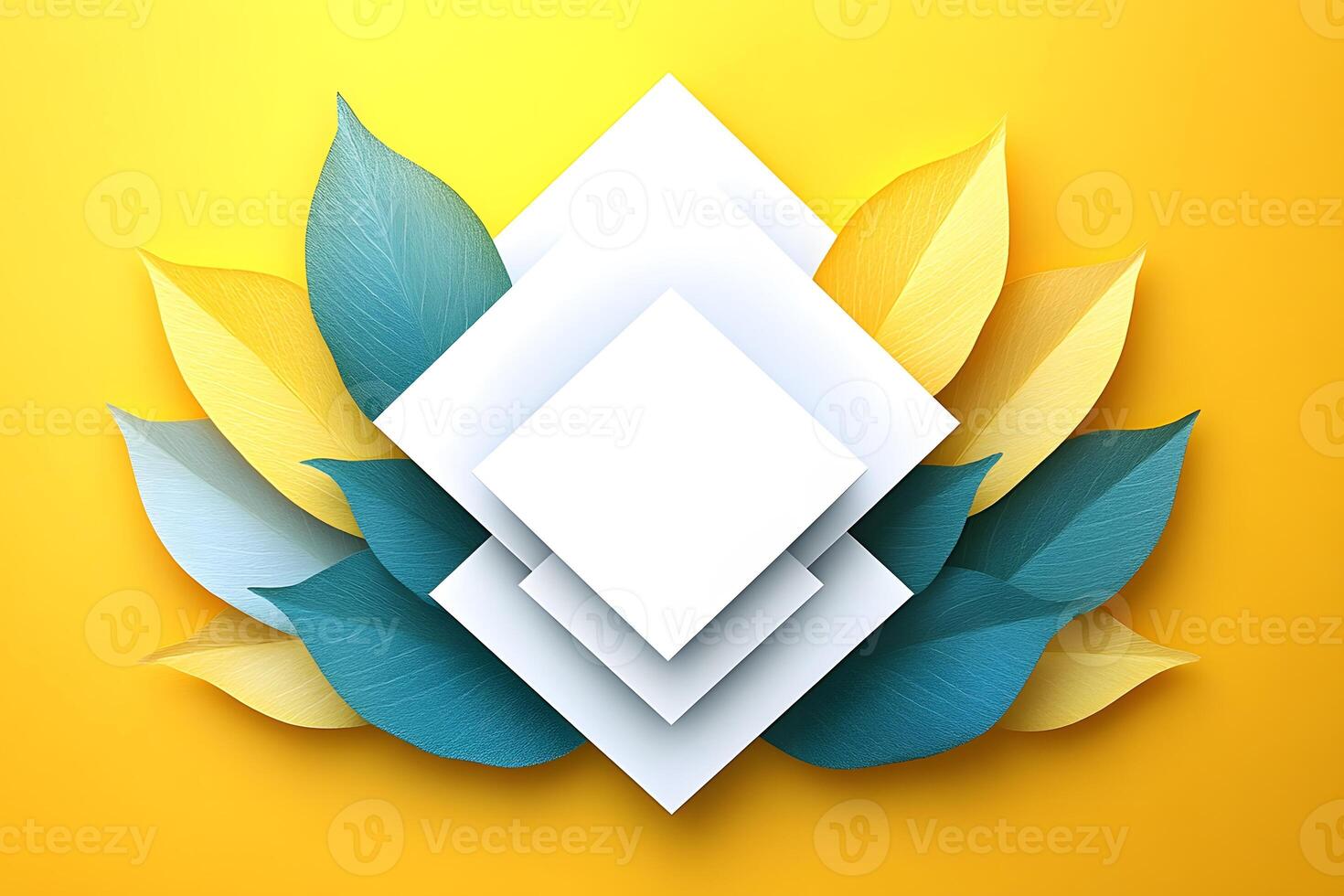 Abstract Geometric Leaf Design with Vibrant Yellow Background for Modern Art Decor photo