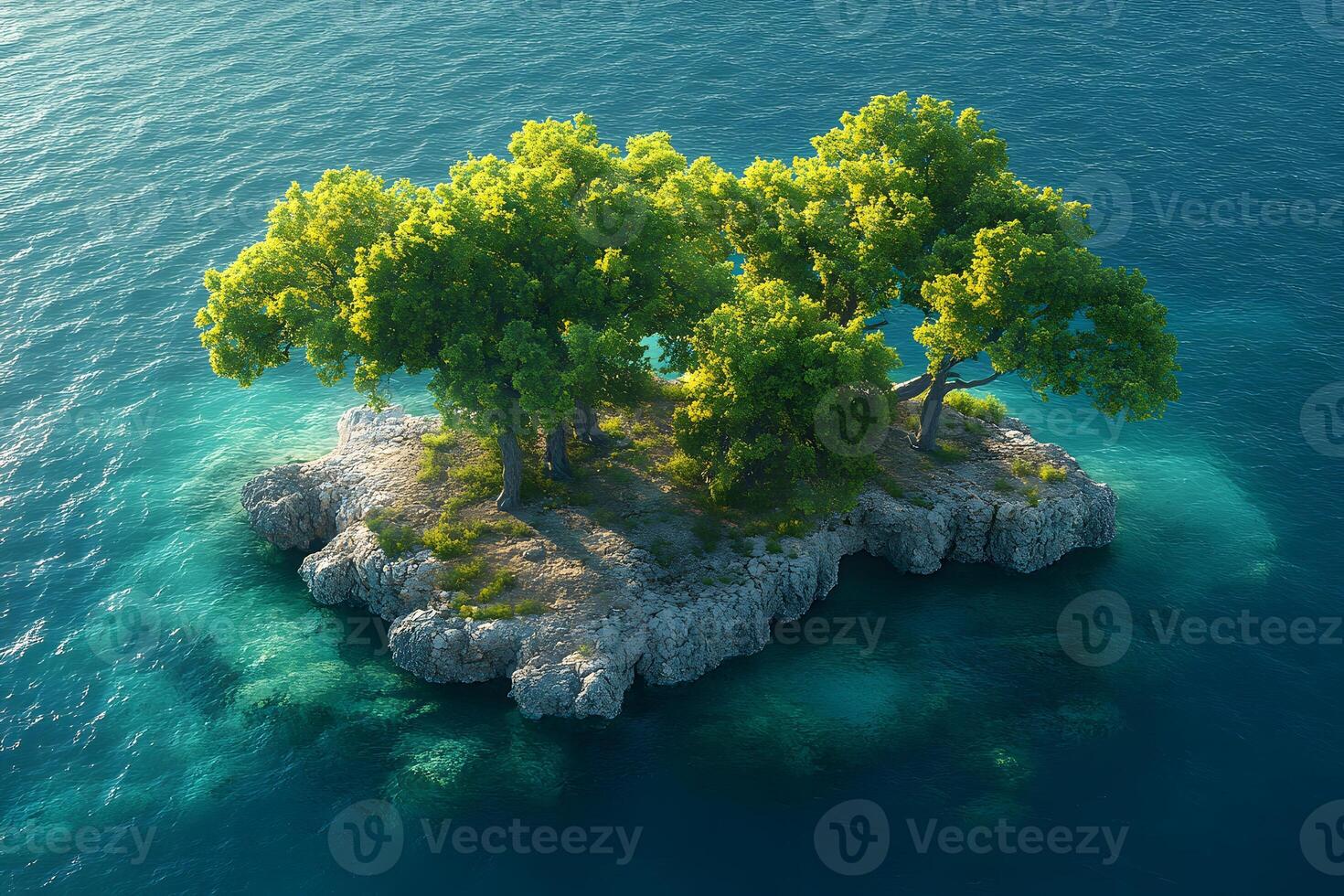 Serene Small Island Oasis in Turquoise Ocean for Travel and Nature Designs photo