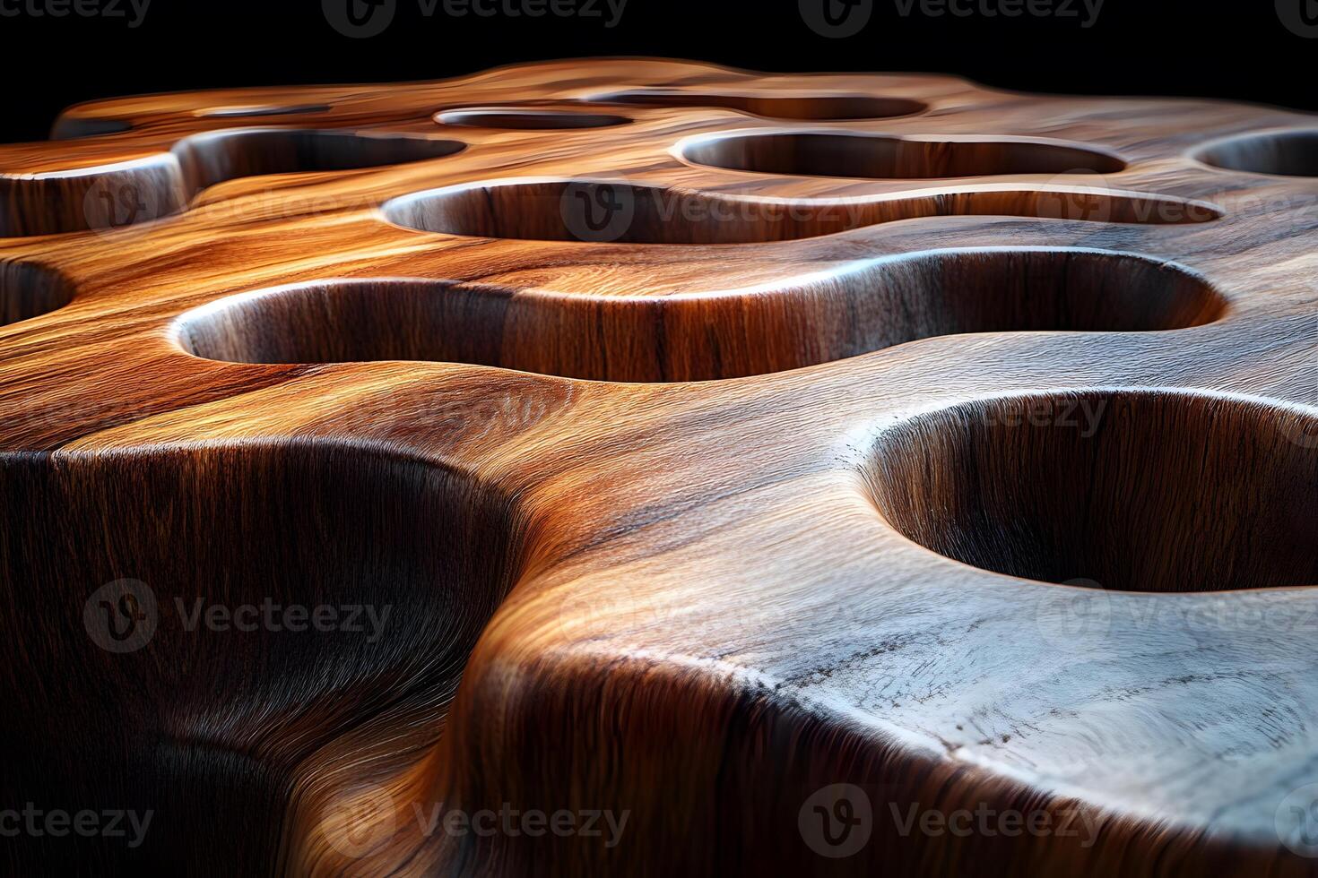 Abstract Wooden Sculpture with Organic Wavy Patterns for Modern Decor Design photo