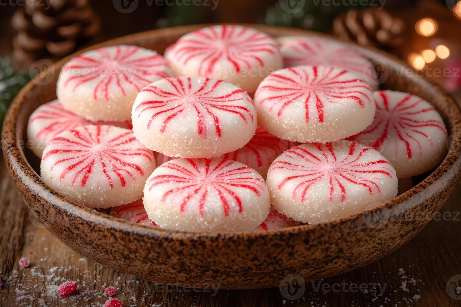 Festive Holiday Peppermint Candy Display for Christmas Decor and Celebrations photo