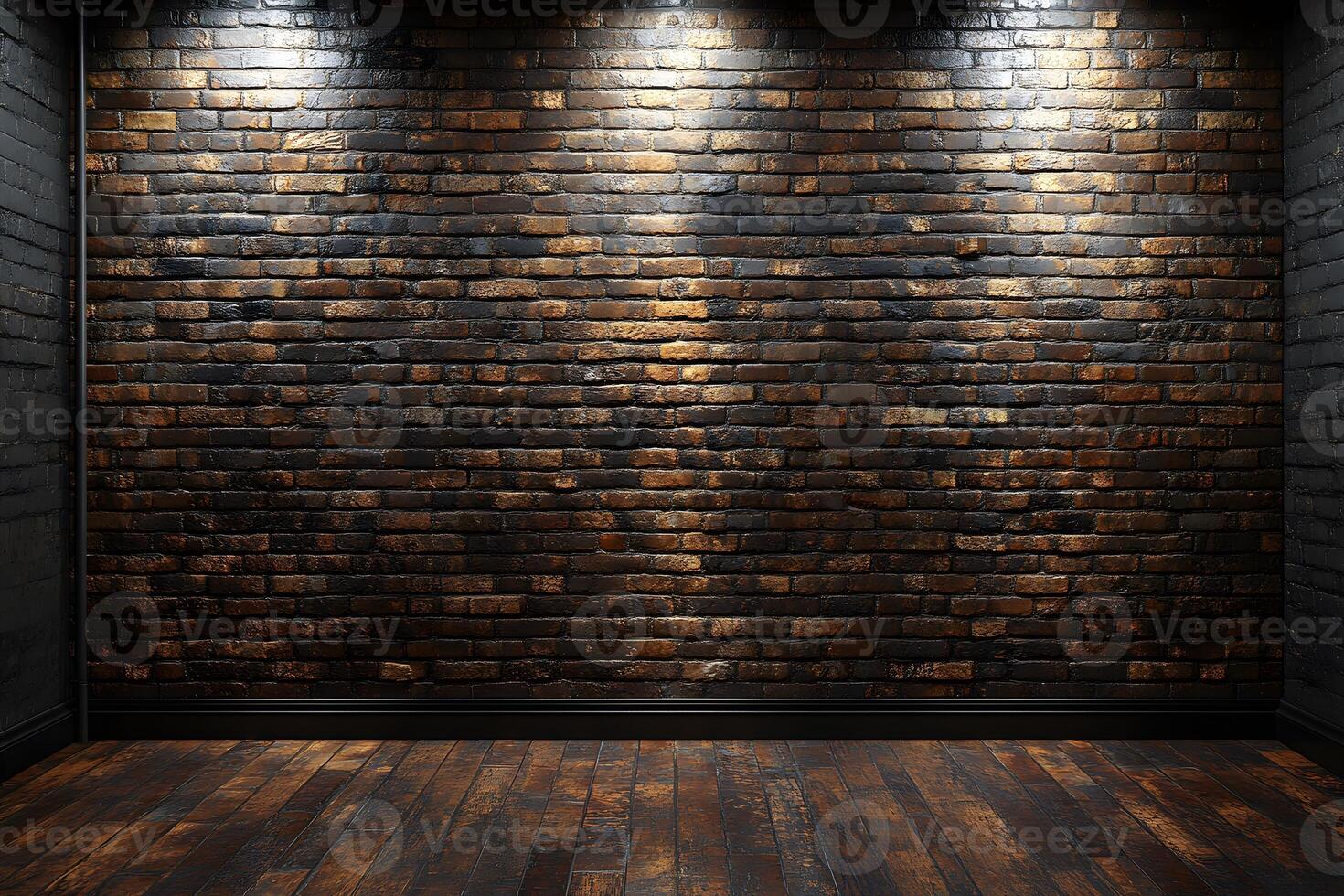 Industrial Aesthetic Brick Wall with Dramatic Lighting for Interior Design and Architecture photo