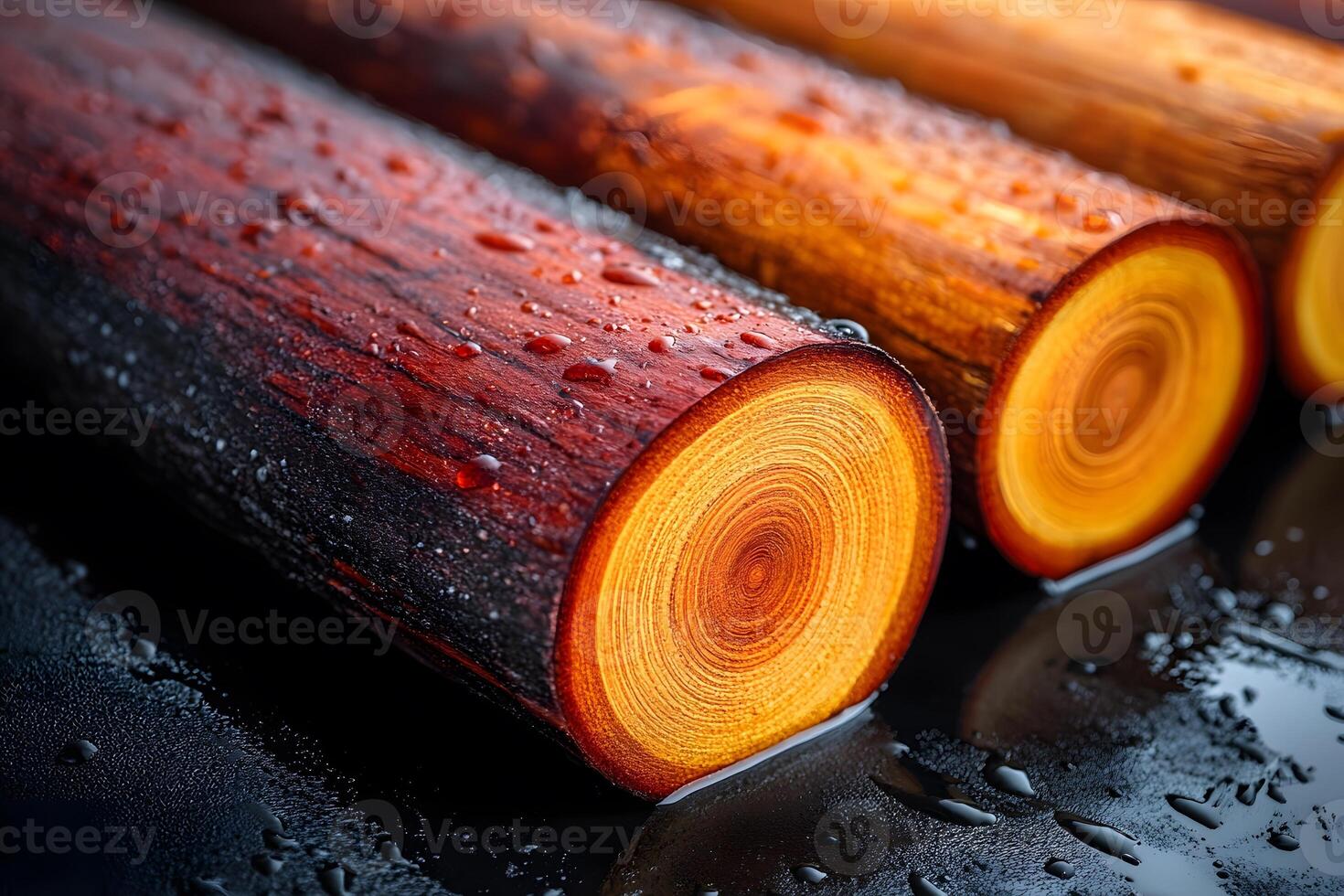 Close-Up of Wet Bamboo Stalks with Water Droplets for Nature and Organic Design photo
