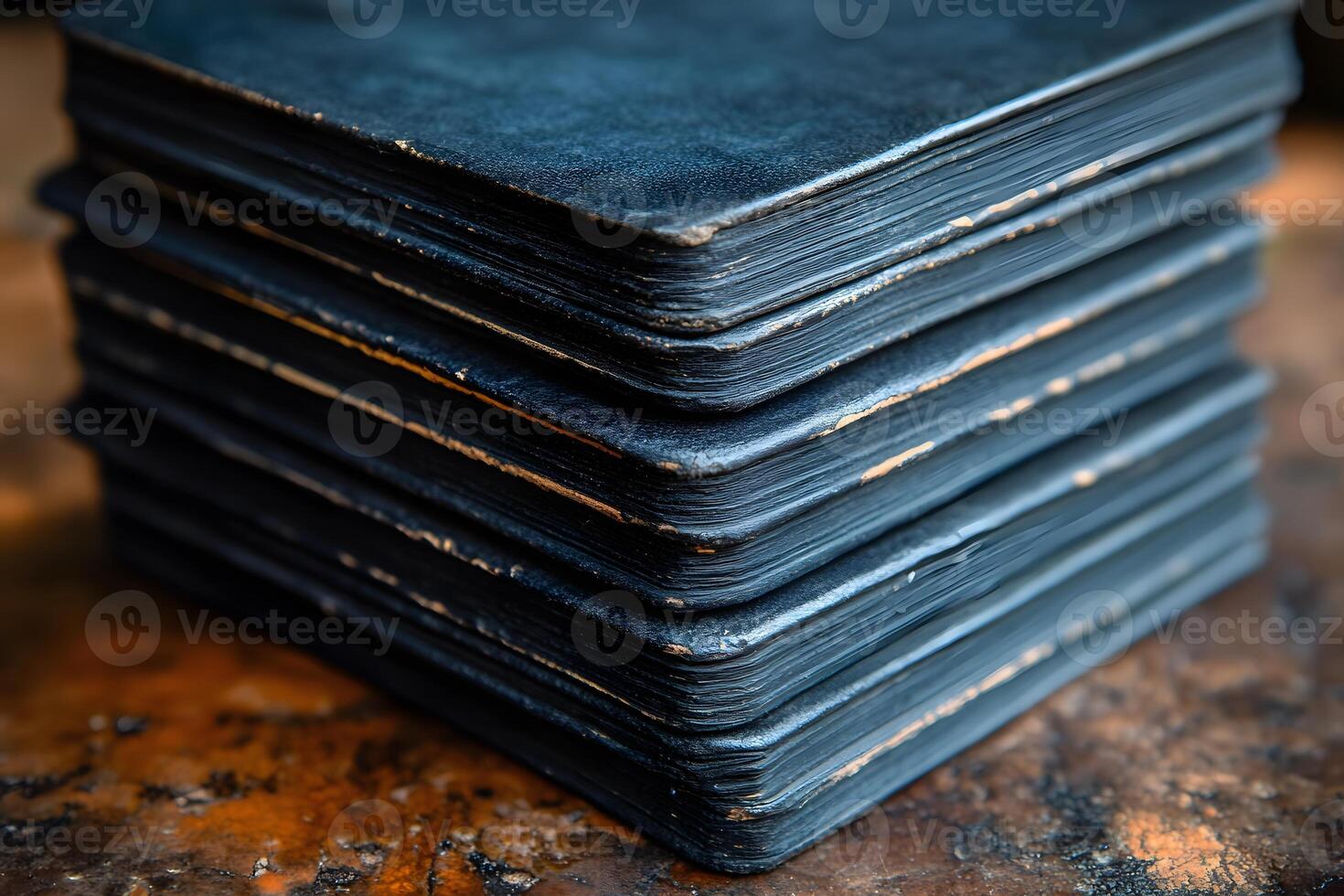 Vintage Leather Notebooks Stack for Rustic Office Decor and Journaling Inspiration photo