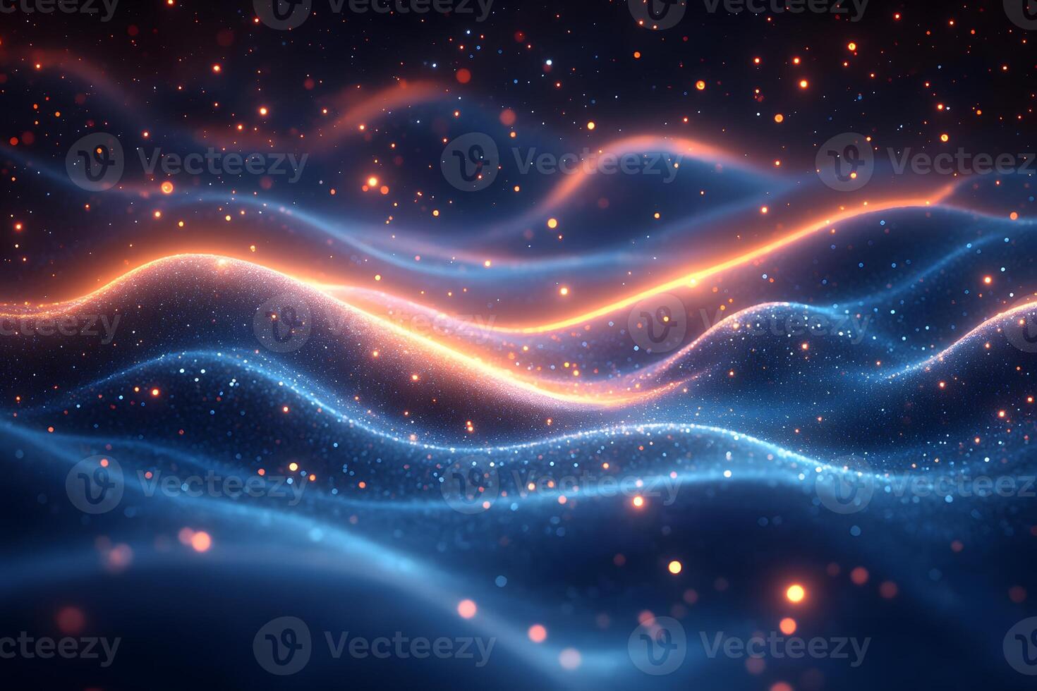 Abstract Digital Waves with Glowing Particles - Futuristic Background Design for Technology Themes photo