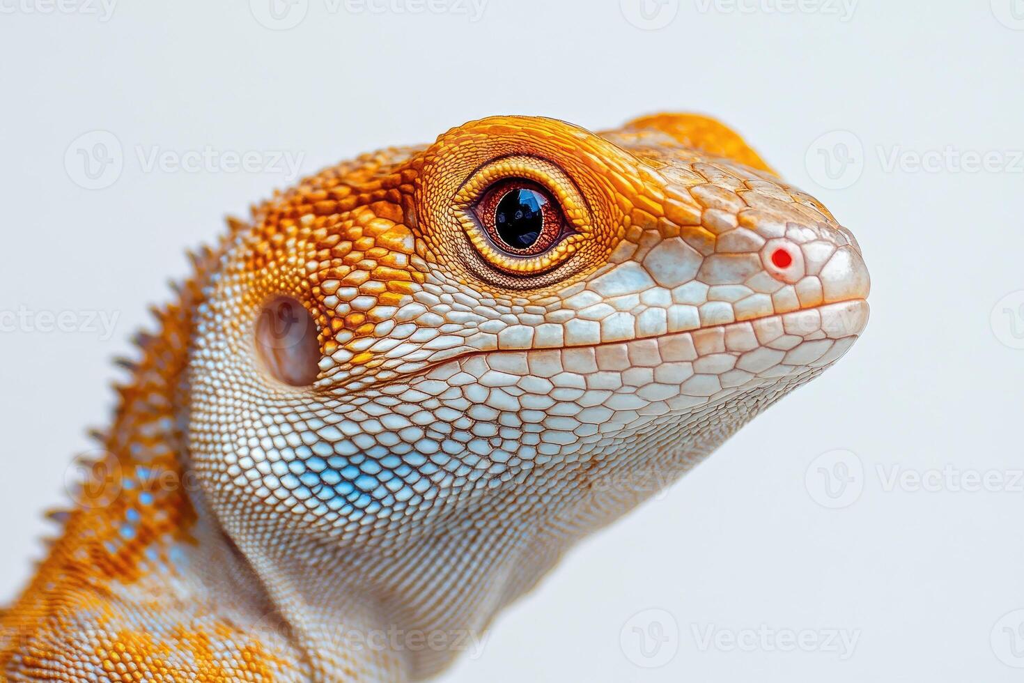 Close-up of butterfly agama lizard showing colorful skin and scales photo