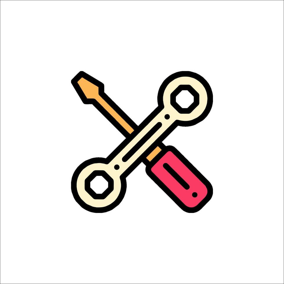 A wrench and a screwdriver icon vector