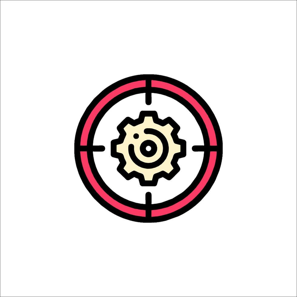 A red and black logo with a gear in the center vector