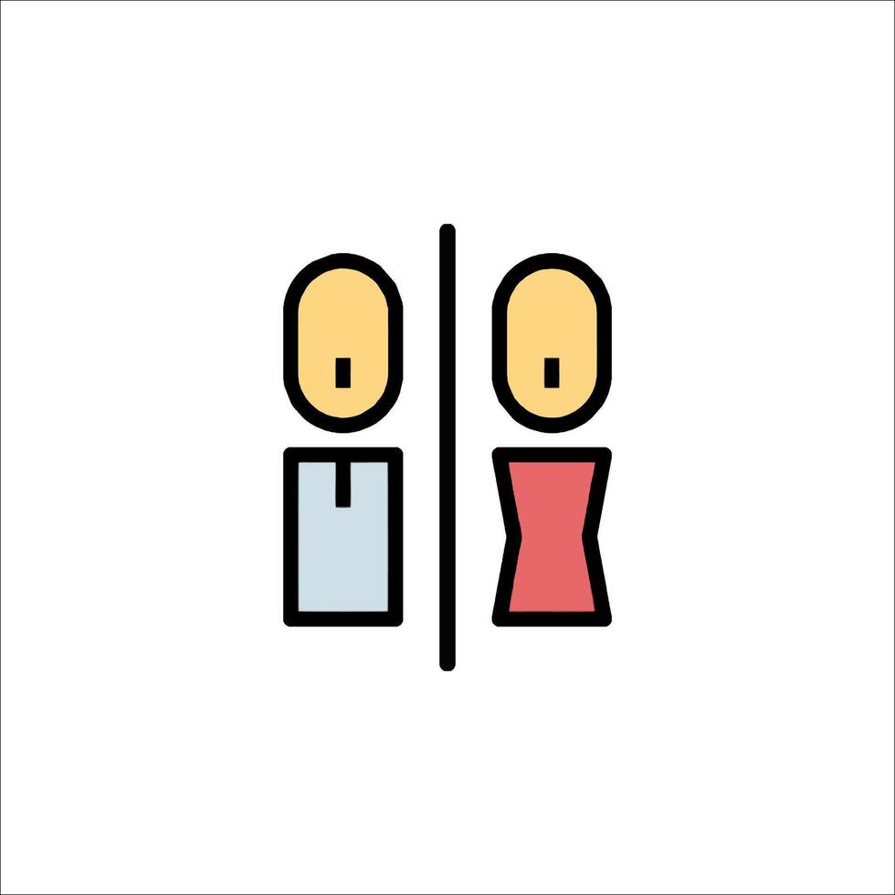 Two people are standing in a bathroom with a toilet vector