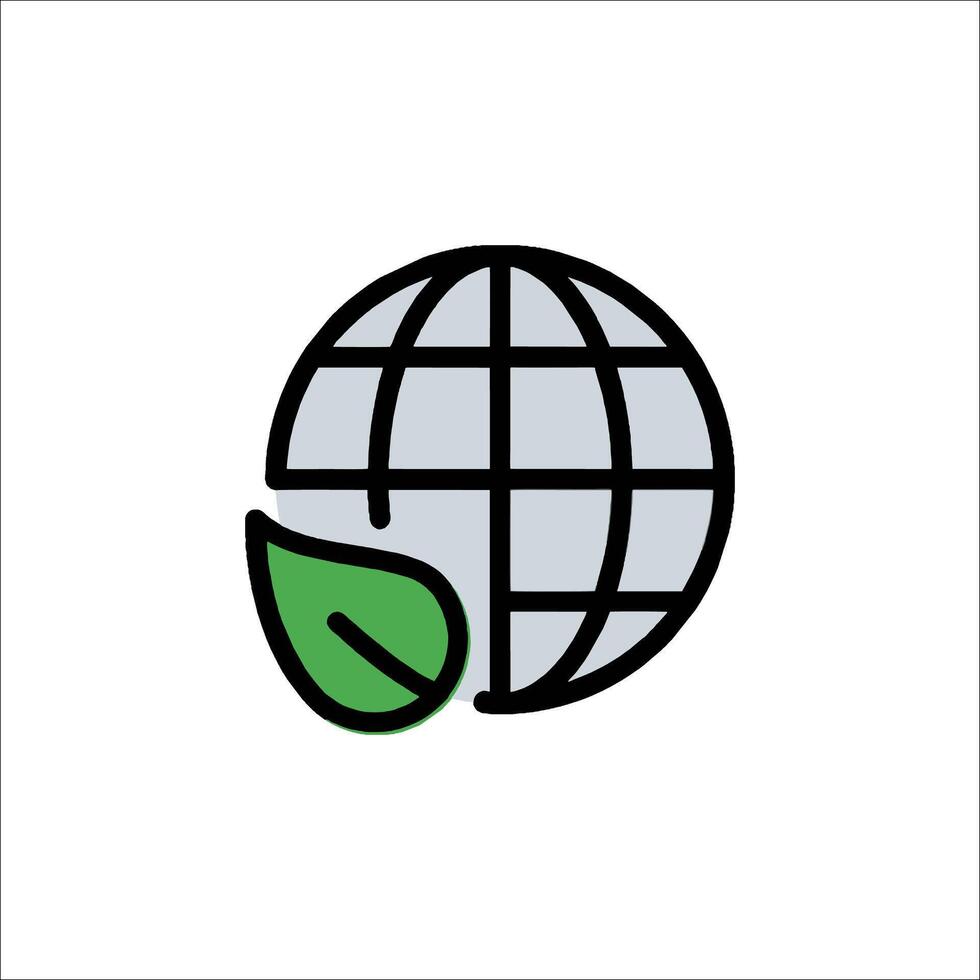 A globe with a leaf on it and a green leaf vector