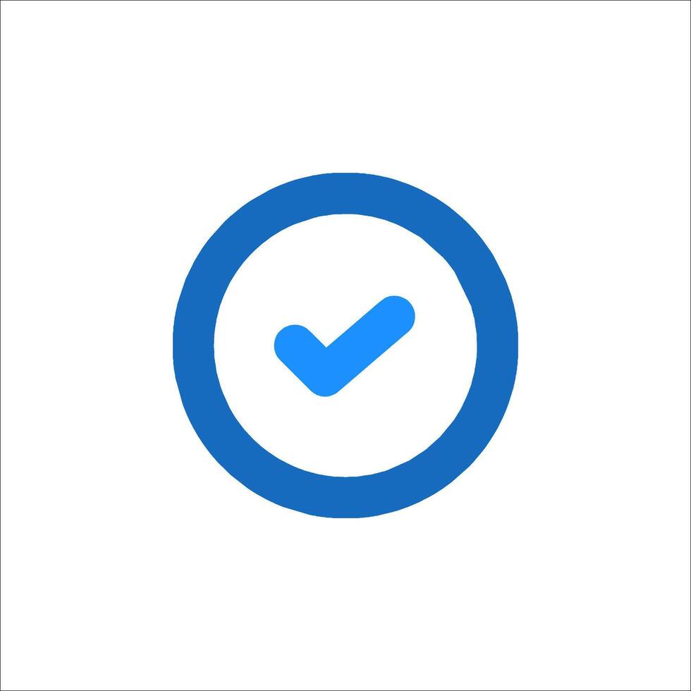 A blue check mark in a white circle vector