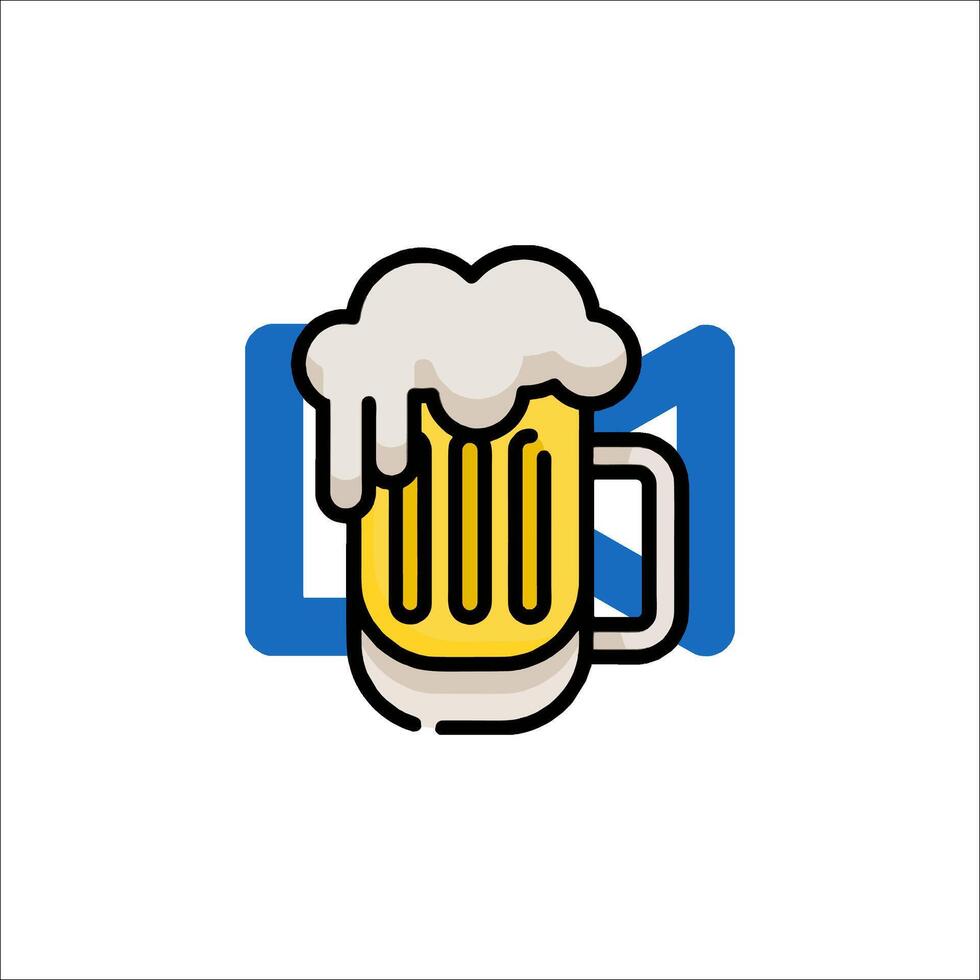A beer mug with a beer in it vector