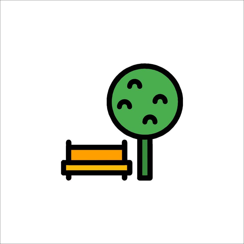 A park bench and tree icon vector