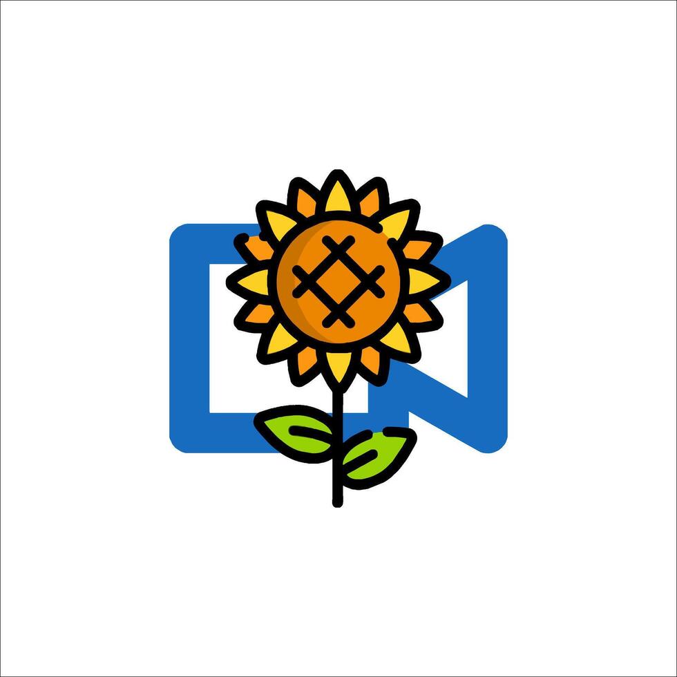 A sunflower with a cross on it is shown in the logo vector