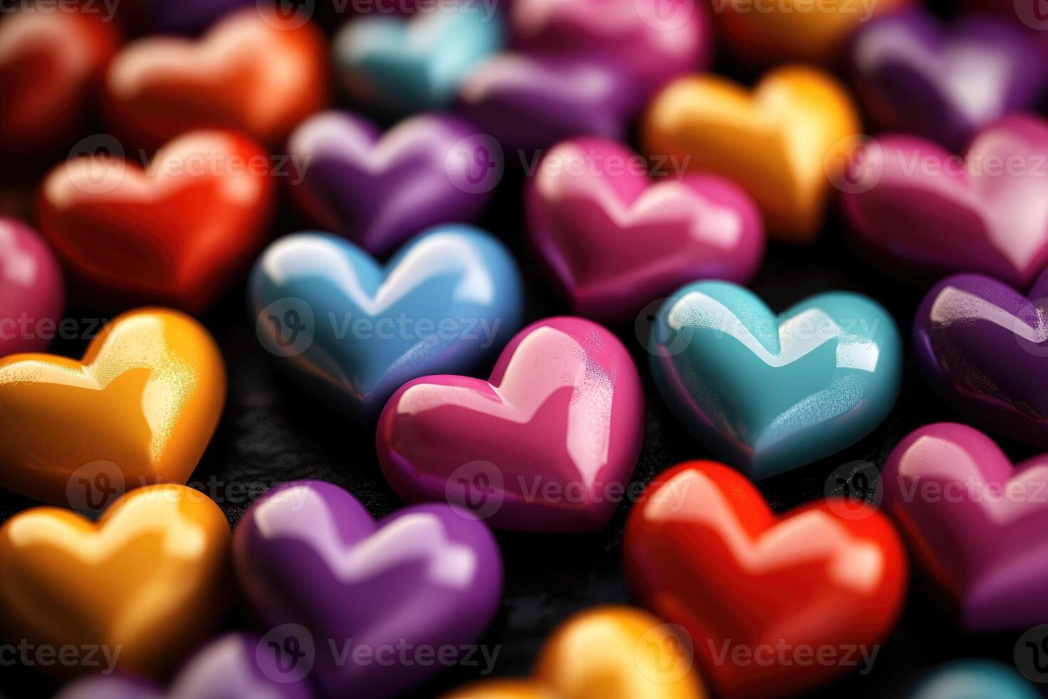 Colorful hearts representing love and affection on valentine's day photo
