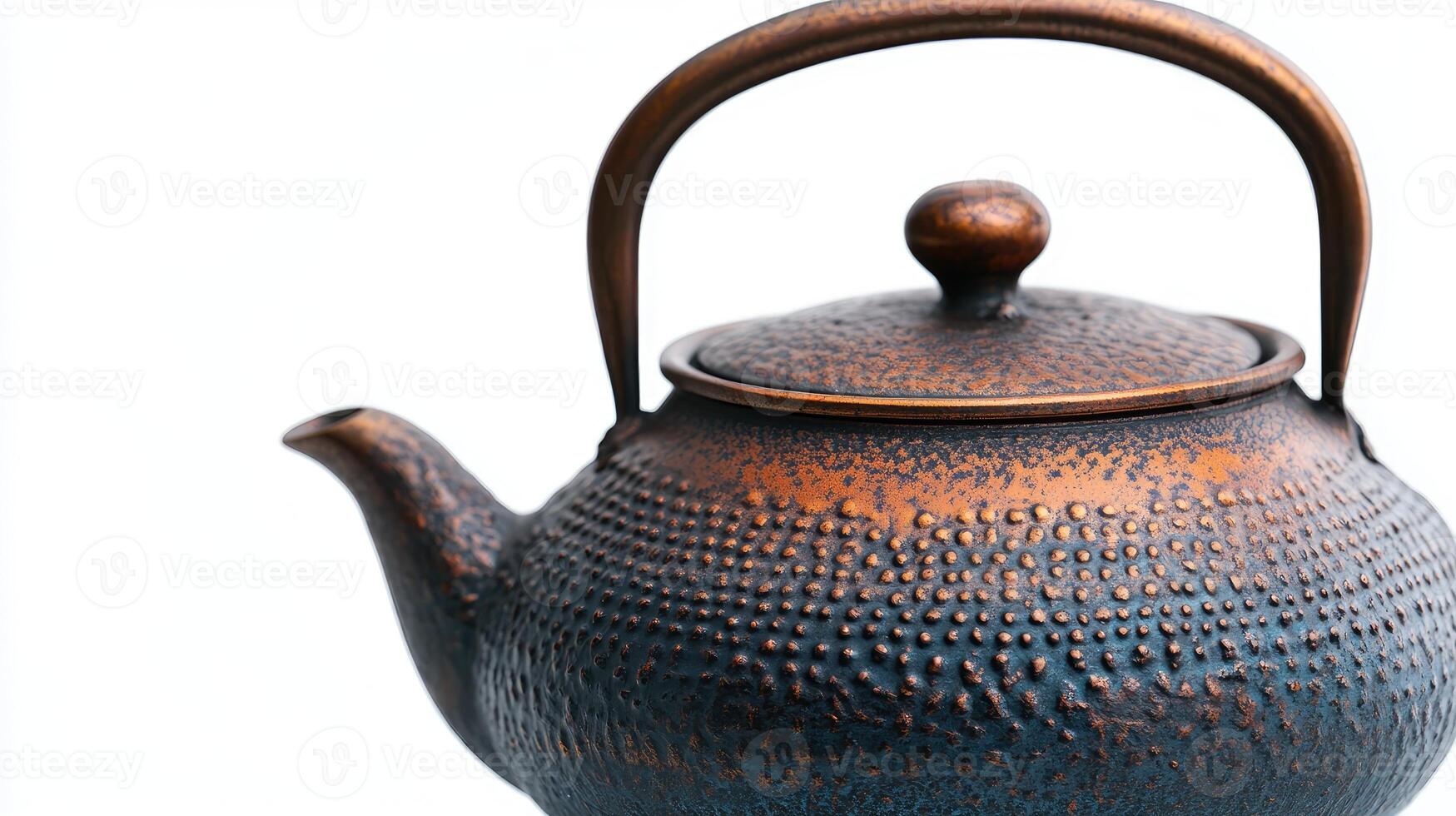 Traditional cast iron teapot embracing ancient asian heritage on white background photo