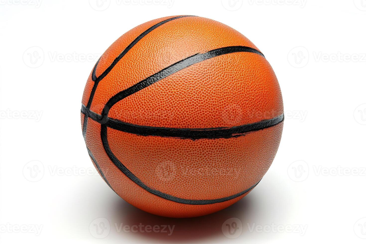 Basketball ball resting on white background representing sporting activity photo