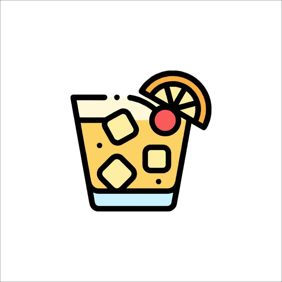 A cocktail with a slice of orange and a cherry on top vector