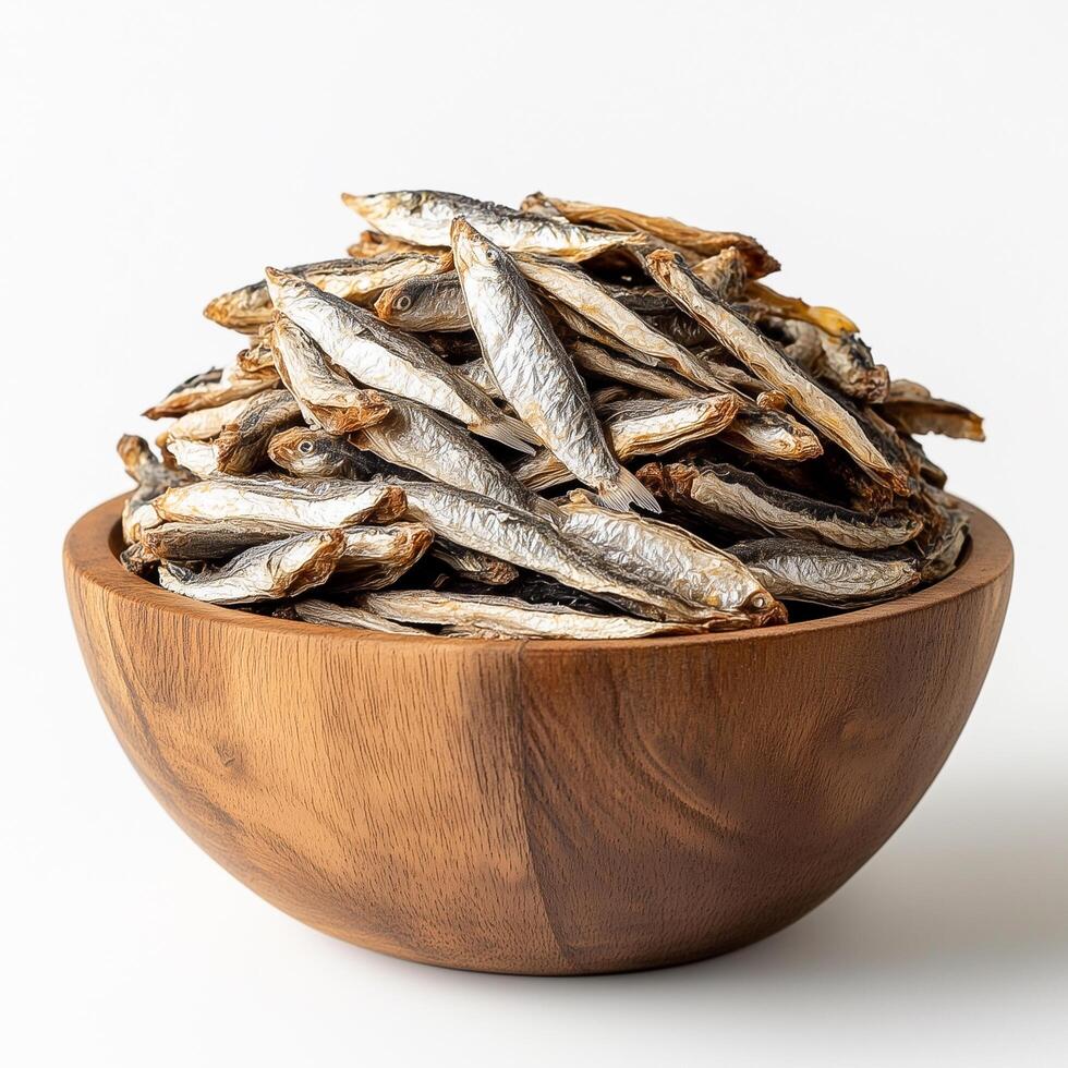 A bowl full of dried sardines photo