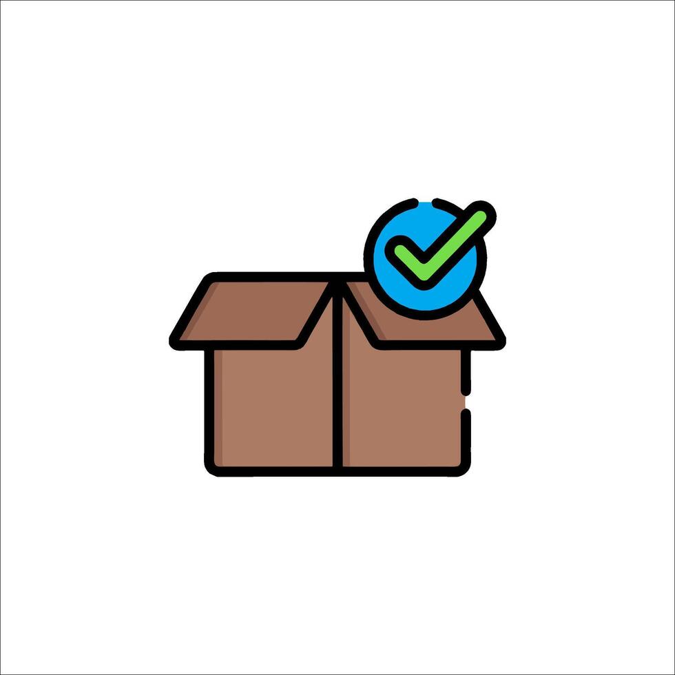 A box with a tick on it and a check mark vector