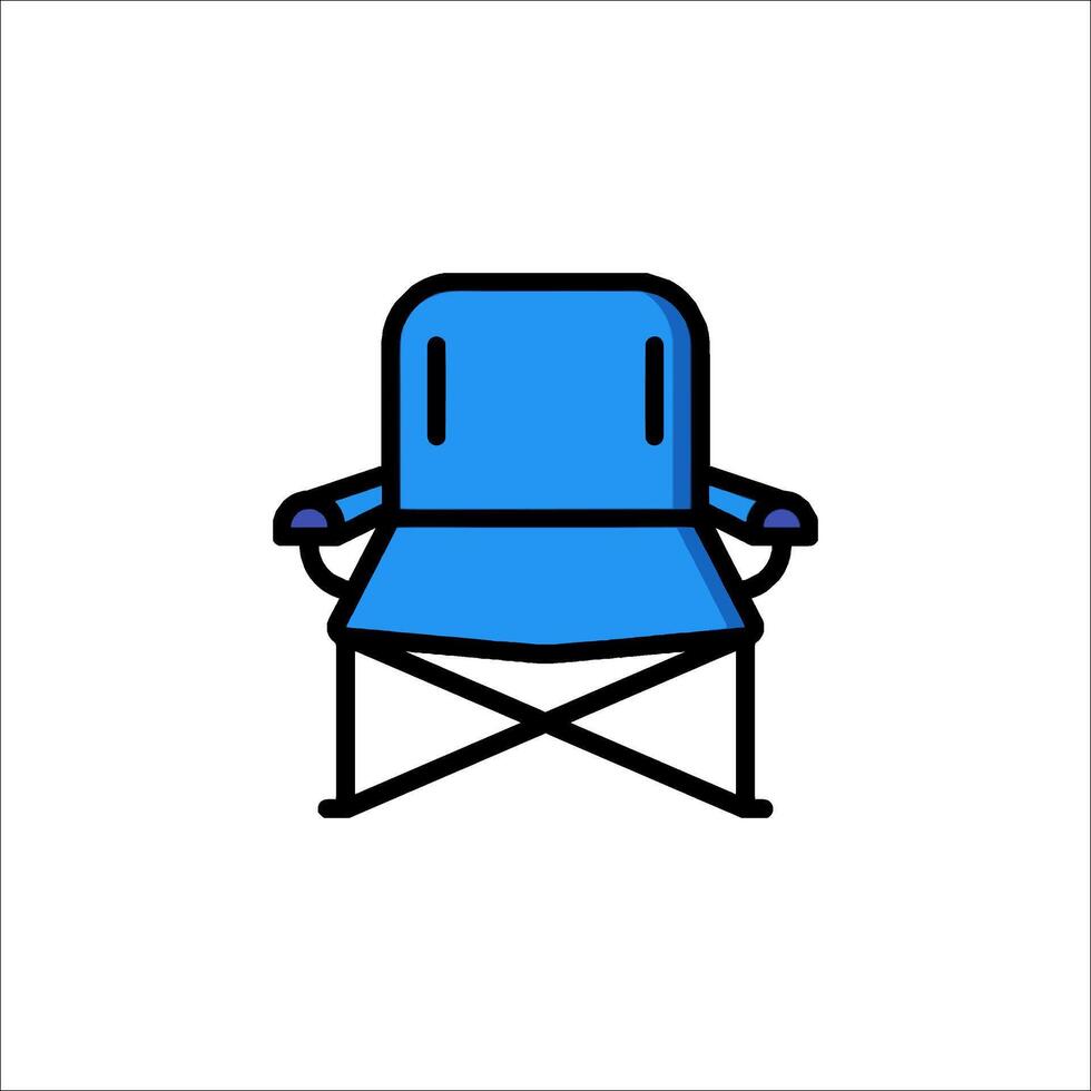 A blue folding chair icon on a white background vector