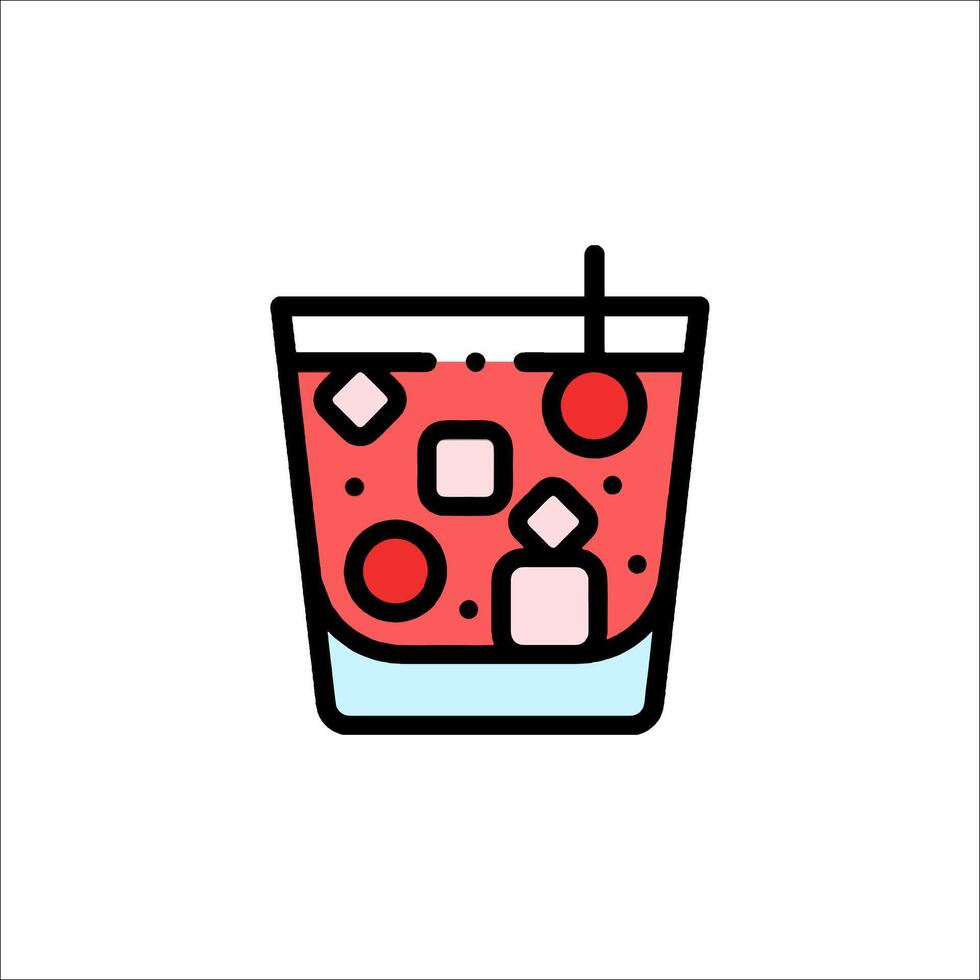 A drink with red and white cubes in it vector