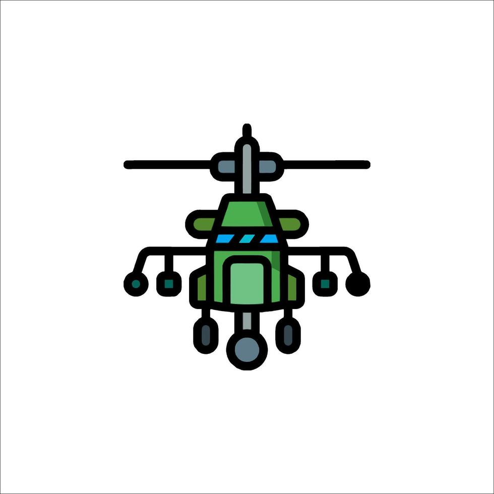 A helicopter icon with a green and black color scheme vector