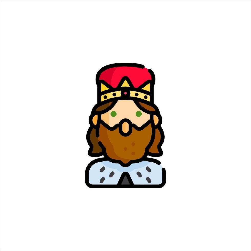 A cartoon king with a beard and a crown vector