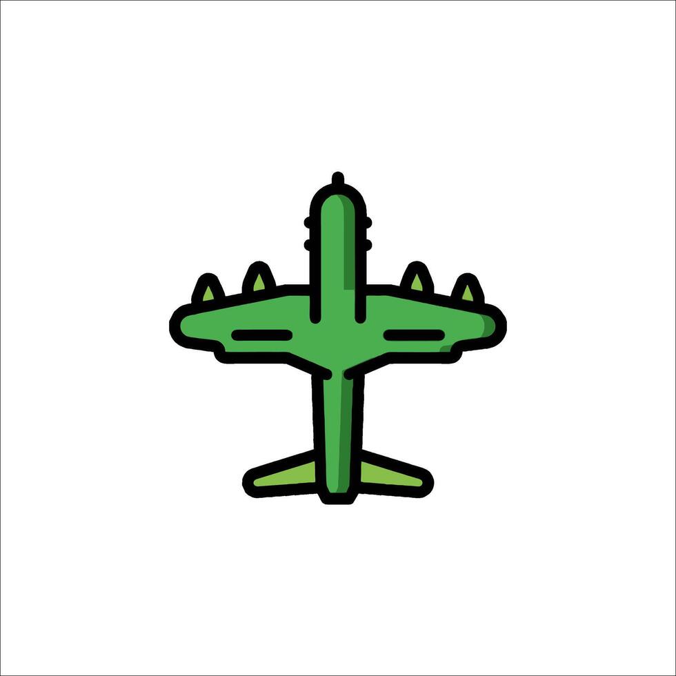 A green airplane icon on a white background vector
