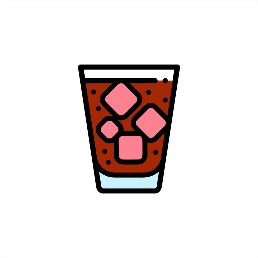 A glass of iced tea with cubes on it vector
