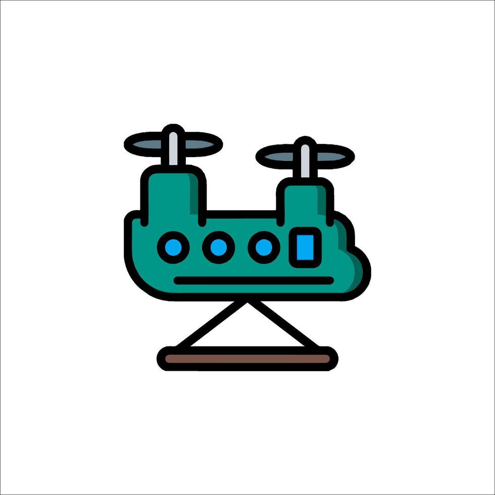A small green helicopter icon on a white background vector