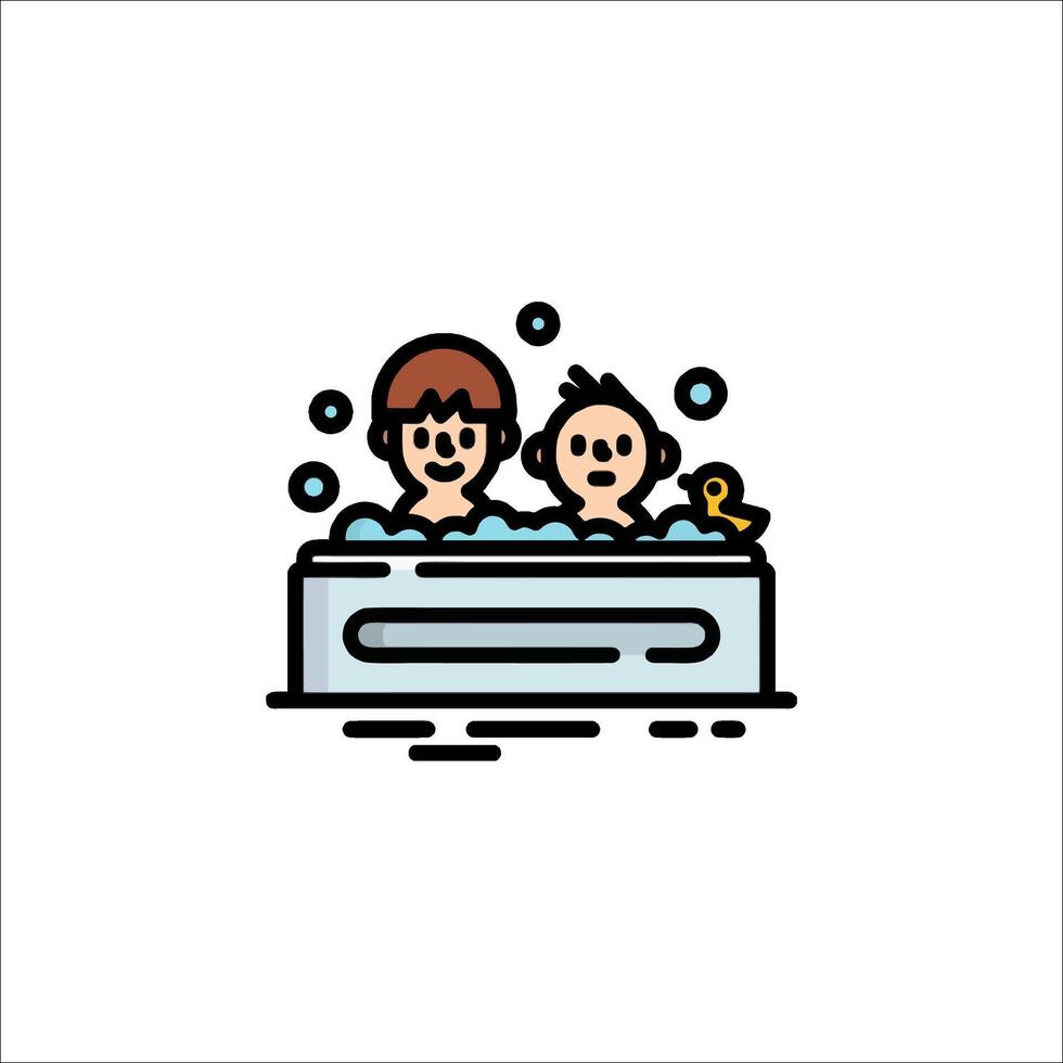 A family in a bathtub icon vector