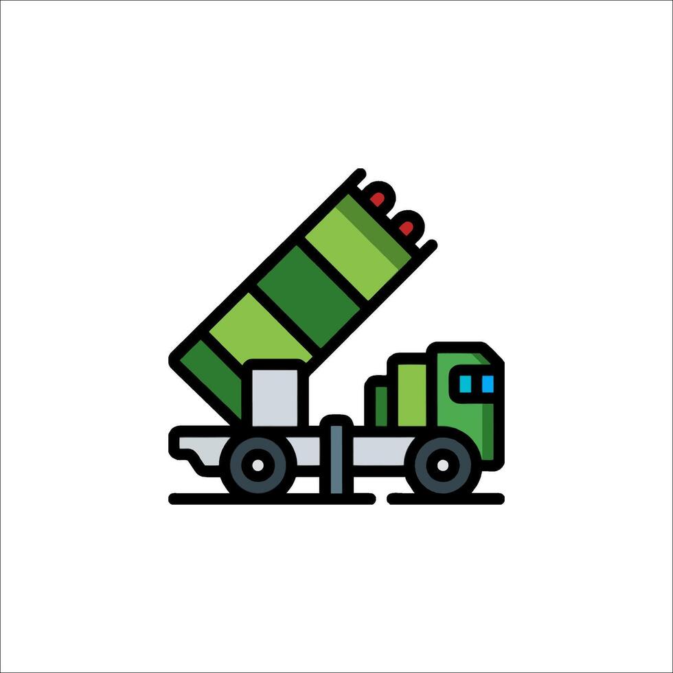 A green truck with a missile on top vector