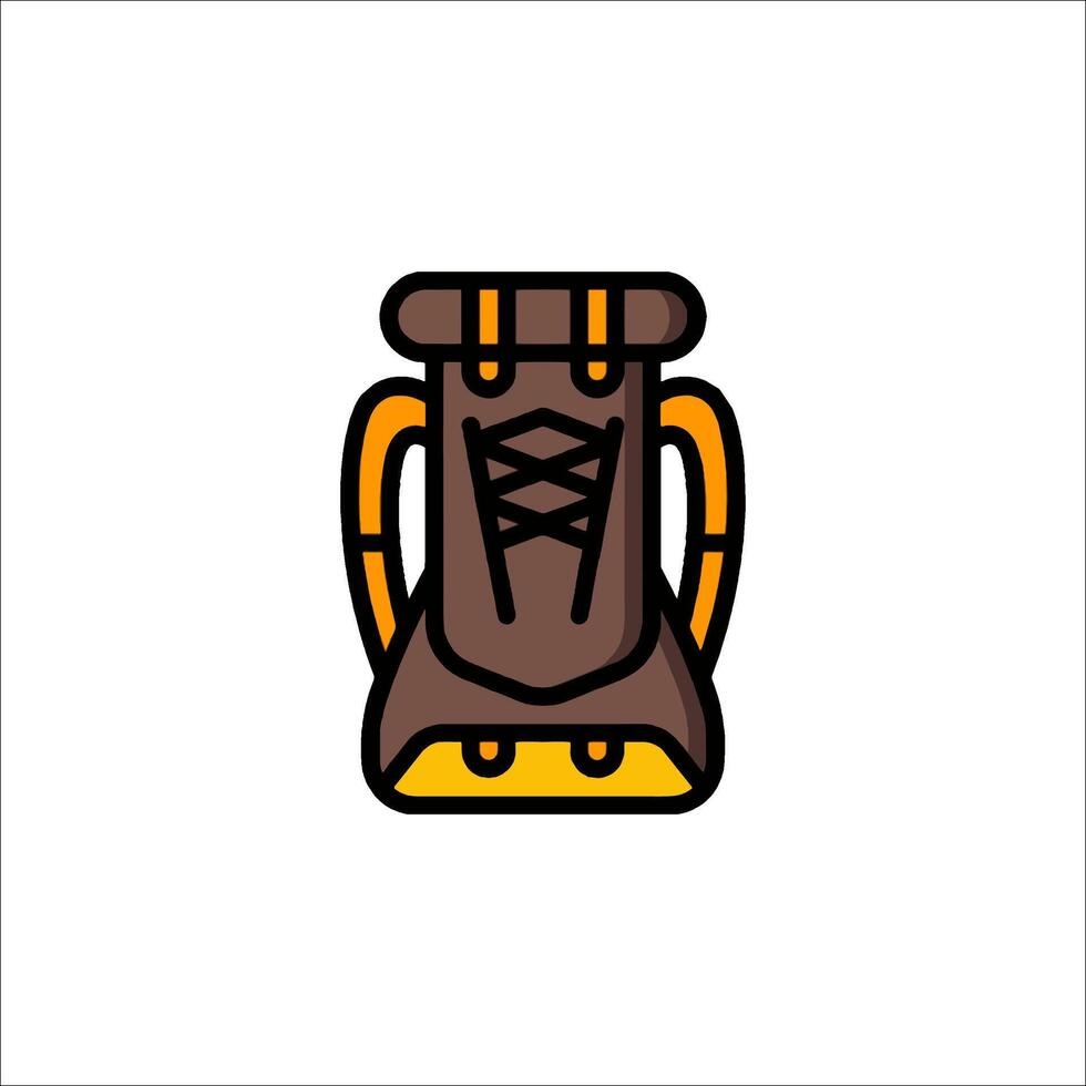 A brown and orange hiking boot icon vector