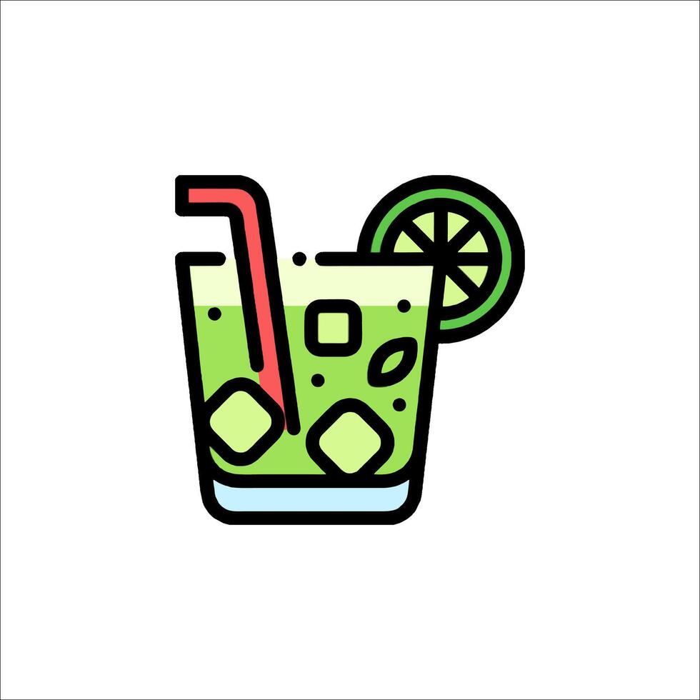 A drink with a lime slice and straw vector
