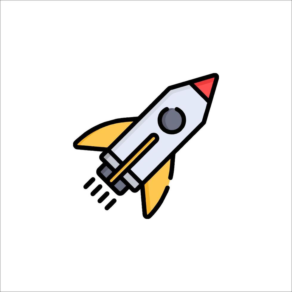 A rocket ship icon in a flat style vector