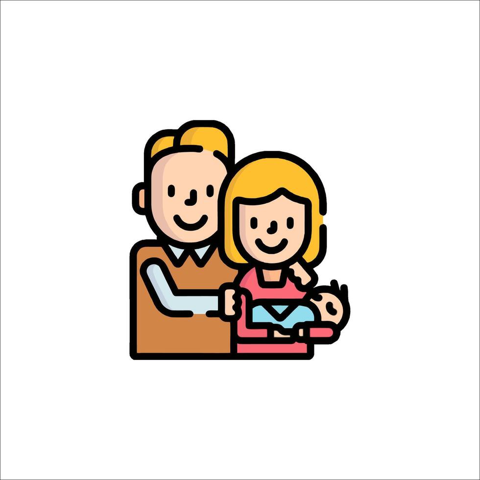 A family icon with a man and woman holding a baby vector