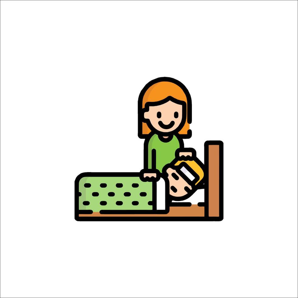 A woman is laying in bed with a child vector