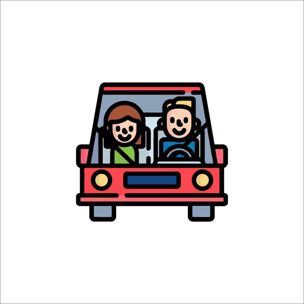 A couple driving a car icon vector