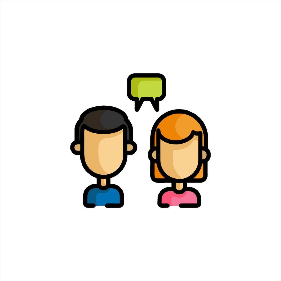 Two people talking with speech bubbles over their heads vector