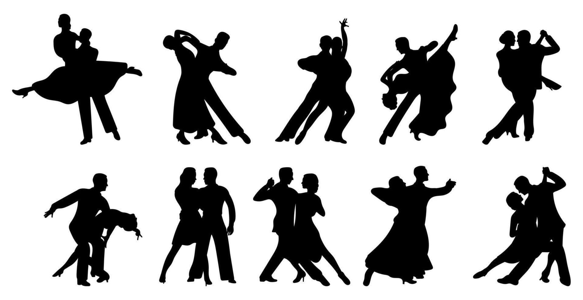 Silhouette Ballroom Dance Collection. Elegant Dance Poses for Wall Art and Decor vector