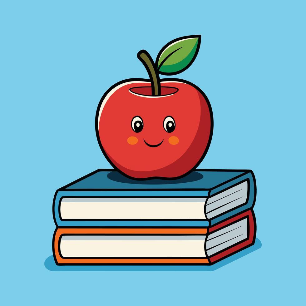 Adorable Apple and Books Illustration for School and Classroom Designs vector
