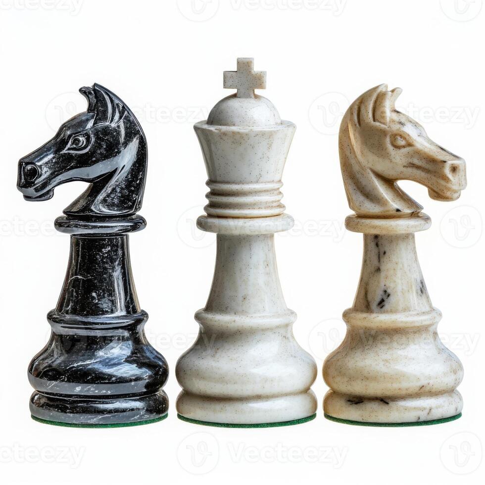Various chess pieces displayed, showcasing different materials and designs on a neutral background photo