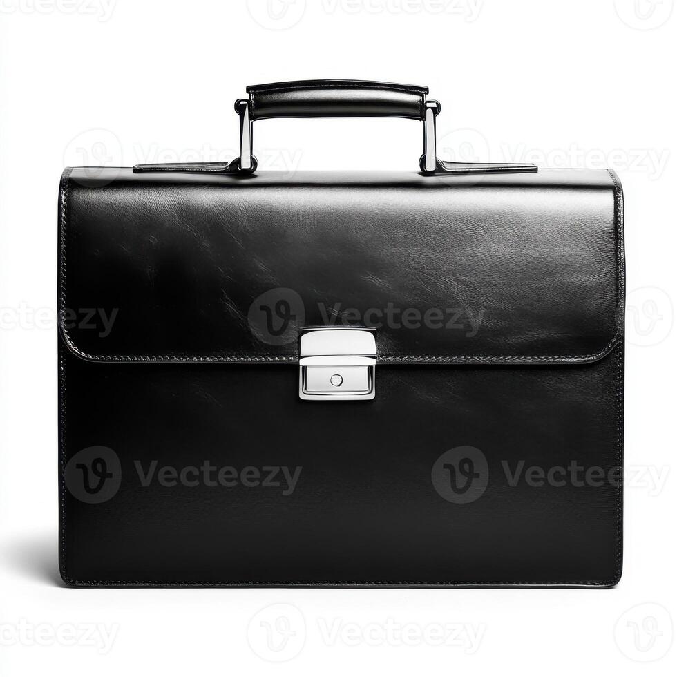 Stylish black leather briefcase for professional use showcasing elegance and practicality photo
